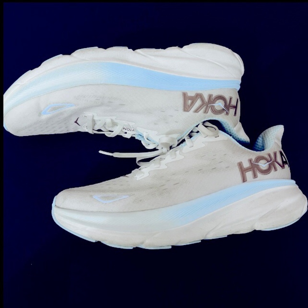 Hoka Clifton 9 White Aqua Sneakers